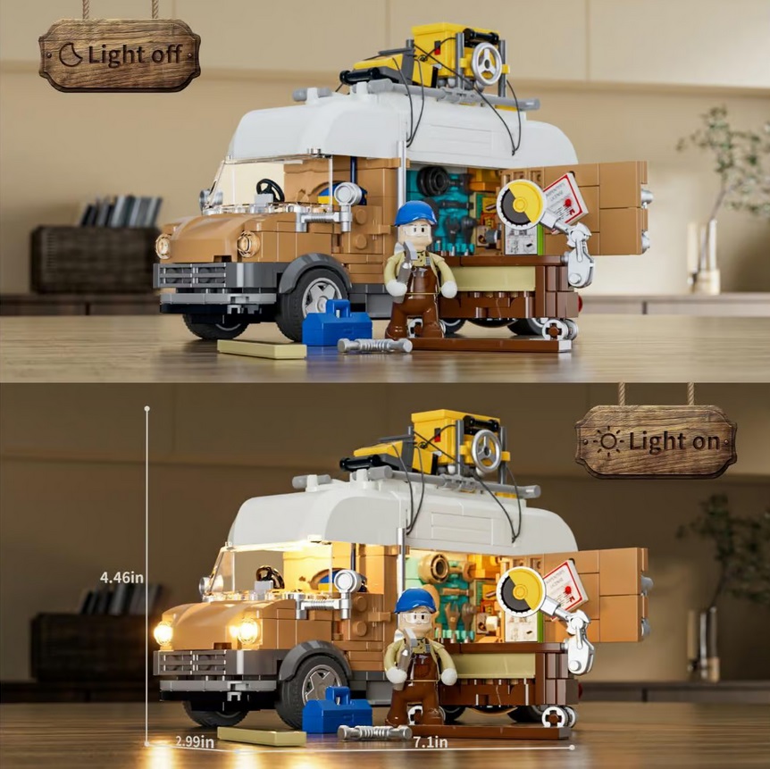 LUMIBRICKS\u0020Kampeerbus\u0020met\u0020LED\u002Dverlichting\u0020\u002D\u0020496\u0020onderdelen