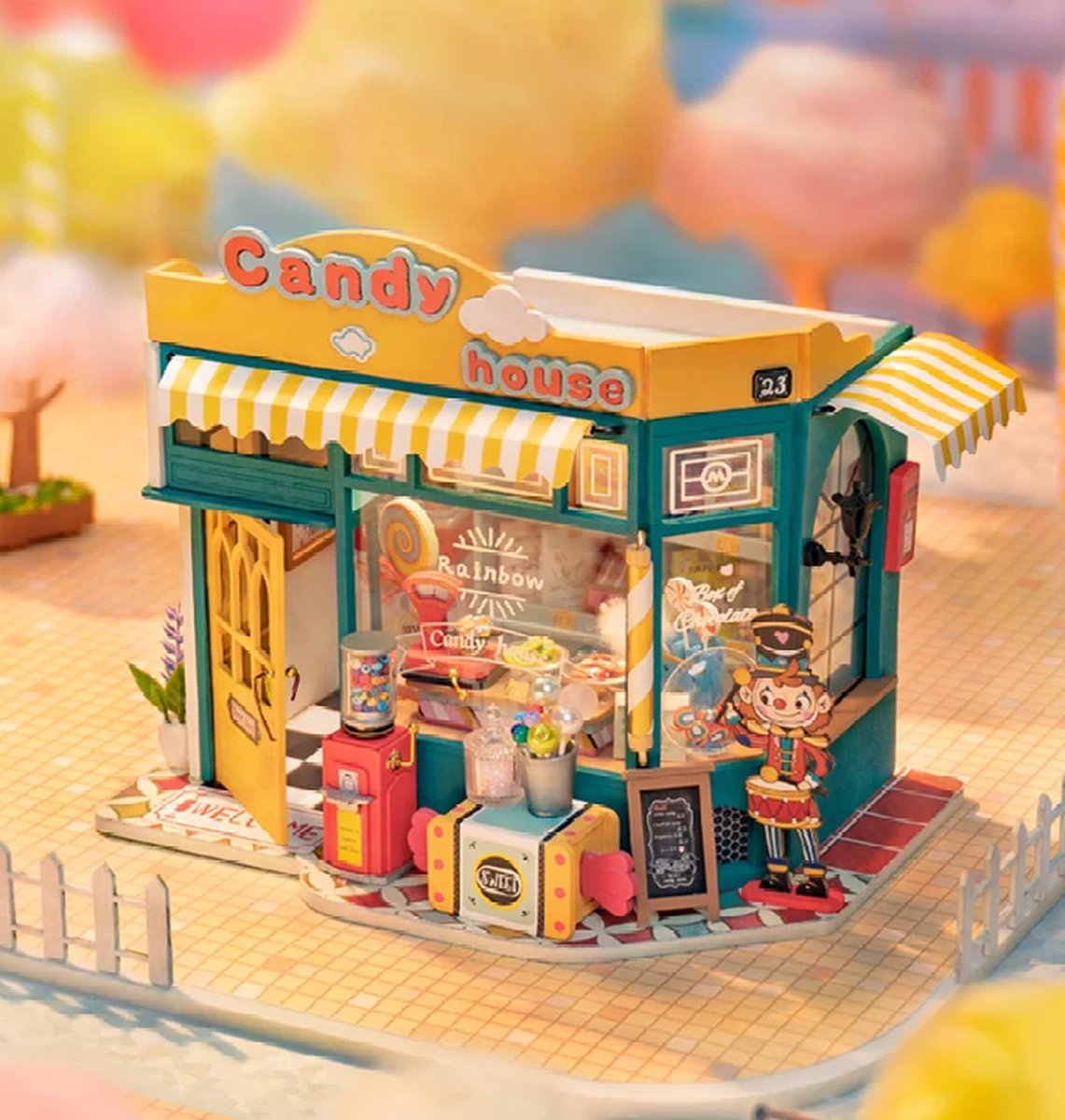 Robotime\u0020Rainbow\u0020Candy\u0020House\u0020DIY\u0020Miniatuur\u0020Knutselen