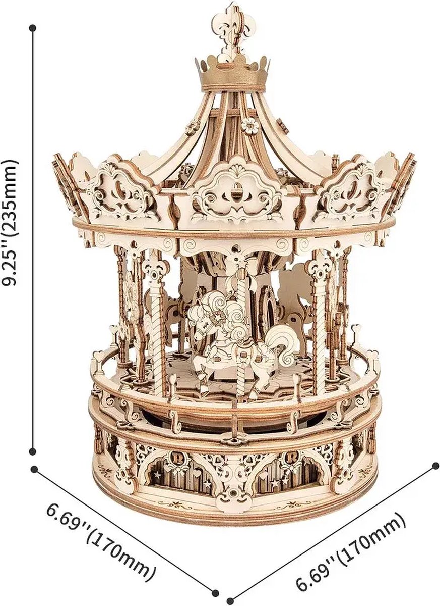 Robotime\u0020Romantische\u0020Carrousel\u0020Houten\u0020Modelbouw\u0020Muziekdoos\u0020DIY\u0020