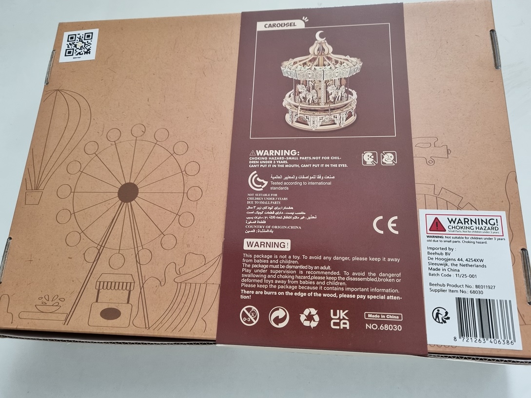 PlayfulMario\u0020Carrousel\u0020met\u0020muziek\u0020Houten\u0020Modelbouwset\u0020274\u0020Onderdelen\u0020Modelbouw