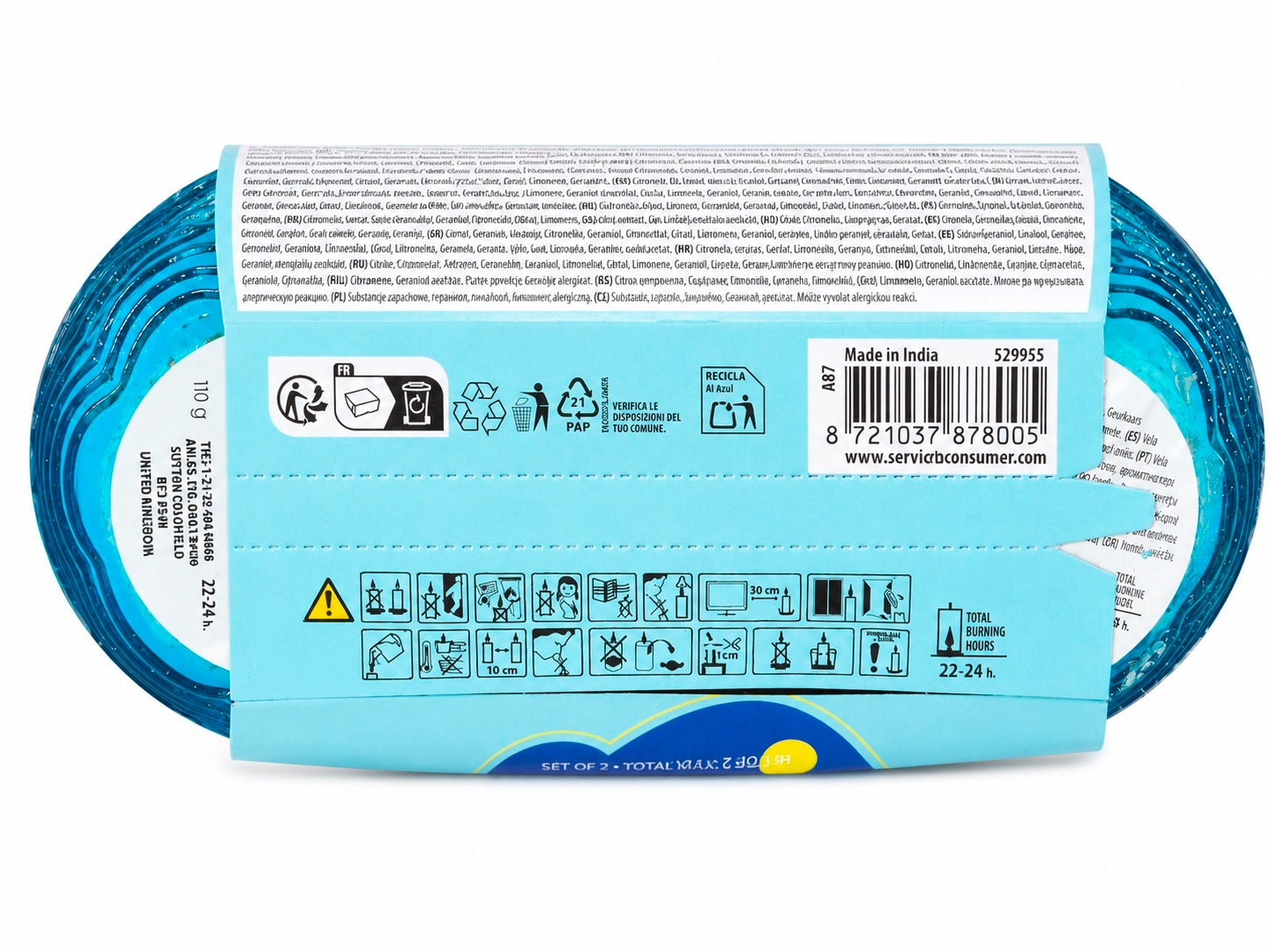 Citronella\u0020kaars\u0020in\u0020glazen\u0020kom\u0020set\u0020van\u00202\u0020stuks\u0020Blauw