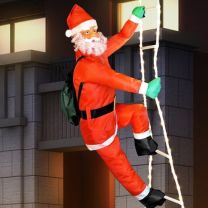 Kerstman op ladder, ladder 90 cm, verlichting is defect