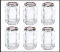 Leifheit 3211 Jampot Zeshoekig 770ml Glas/Zilver (set van 6 stuks)