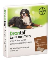 BAYER DRONTAL ONTWORMING HOND L TASTY 2 TABLETTEN