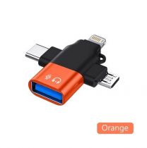 Elough- 3 In 1 - Usb3.0 - Data Reader / Transfer Micro/Type C/Bliksem Converter Voor Usb Disk Mouse - Smart Cardreader Voor Iphone Samsung Tablet Ipad - Oranje