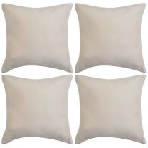  Kussenhoezen 4 stuks beige imitatie sude 50x50 cm polyester