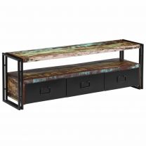 Tv-meubel 120x30x40 cm massief gerecycled hout donker met 3 laden