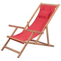  Strandstoel inklapbaar stof rood met hoofdkussen