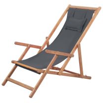  Strandstoel inklapbaar stof en houten frame grijs