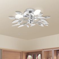  Plafondlamp witte en transparante acryl kristal bladeren 3xE14