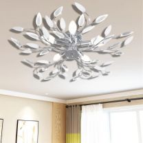  Plafondlamp met kristallen bladeren van acryl 5xE14 wit