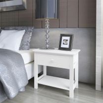  Nachtkastje stijlvol design hout wit met lade