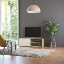  Tv-meubel 120x34x37 cm bewerkt hout wit en sonoma eikenkleurig