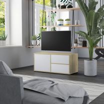  Tv-meubel 80x34x36 cm spaanplaat wit en sonoma eikenkleurig