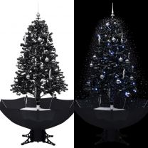  Kerstboom sneeuwend met paraplubasis 170 cm PVC zwart