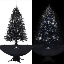  Kerstboom sneeuwend met paraplubasis 190 cm PVC zwart