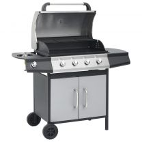  Gasbarbecue 4+1 kookzone zwart en zilverkleurig