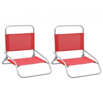 Strandstoelen 2 st inklapbaar stof rood