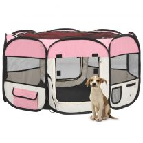  Hondenren inklapbaar met draagtas 125x125x61 cm roze