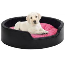  Hondenmand 99x89x21 cm pluche en kunstleer zwart en roze