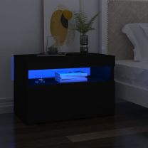  Nachtkastje 2 st LED-verlichting 60x35x40 cm bewerkt hout zwart