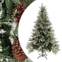  Kerstboom met dennenappels 120 cm PVC en PE groen en wit