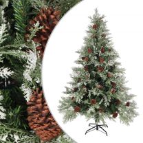  Kerstboom met dennenappels 150 cm PVC en PE groen en wit