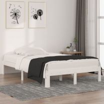  Bedframe massief hout wit 120x190 cm 4FT small double