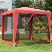  Partytent met 4 mesh zijwanden 2,5x2,5 m HDPE rood
