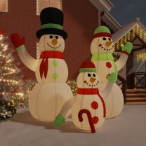  Sneeuwpopfamilie opblaasbaar met LED's 500 cm