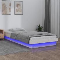  Bedframe LED massief hout wit 100x200 cm