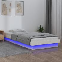  Bedframe LED massief hout wit 75x190 cm 2FT6 Small Single