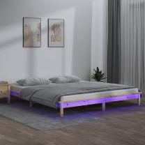  Bedframe LED massief hout 140x190 cm