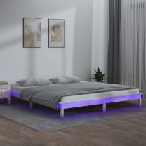  Bedframe LED massief hout wit 140x190 cm