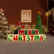  Decoratie "Merry Christmas" met LED's opblaasbaar 197 cm