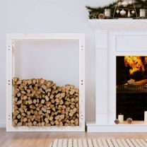  Haardhoutrek 80x25x100 cm massief grenenhout wit