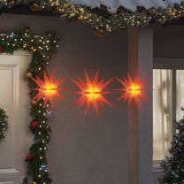  Hanglampen Moravische ster met LED's 3 st inklapbaar rood