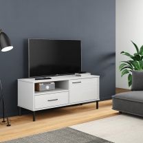  Tv-meubel met metalen poten OSLO massief grenenhout wit