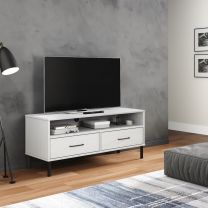  Tv-meubel met metalen poten OSLO massief grenenhout wit