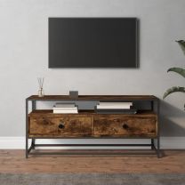  Tv-meubel 100x35x45 cm bewerkt hout gerookt eikenkleurig