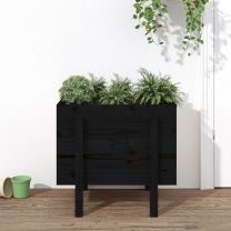  Plantenbak 62x50x57 cm massief grenenhout zwart