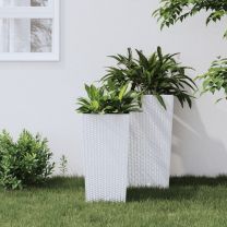  Plantenbak met uitneembare bak rattan-look 11/26,5 L PP wit