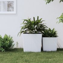  Plantenbak met uitneembare bak rattan-look 37/64 L PP wit