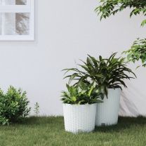  Plantenbak met uitneembare bak rattan-look 15/15,3 L PP wit