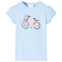 Kindershirt fiets 116 lichtblauw