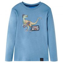 Kindershirt met lange mouwen dinosaurusprint 104 medium blauw