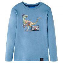 Kindershirt met lange mouwen dinosaurusprint 128 medium blauw