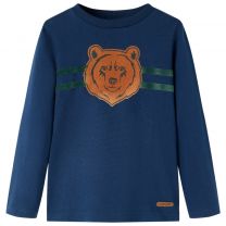 Kindershirt met lange mouwen berenprint 116 marineblauw