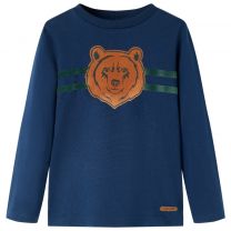 Kindershirt met lange mouwen berenprint 140 marineblauw