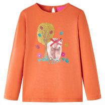 Kindershirt met lange mouwen berenprint 104 oranjebruin